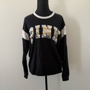 Victoria’s Secret PINK Bling Sequin Sweatshirt Logo Size S Long Sleeve Y2K